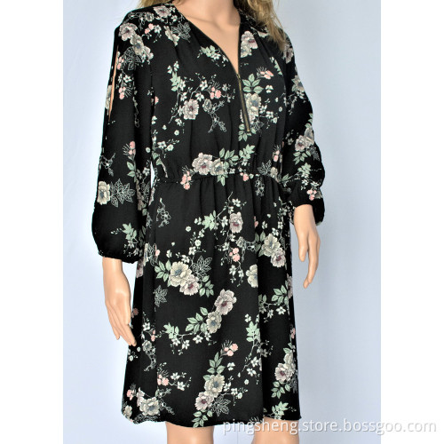 Women Printed Long Sleeve Dress